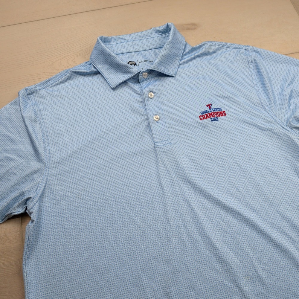 Onward Reserve Texas Rangers 2023 World Series Champions Polo Shirt Mens M Blue